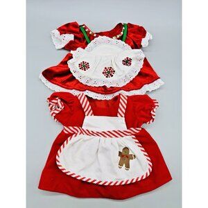 Build a Bear Christmas Cookie Baking Gingerbread Dress Lot of 2 BAB Clothes